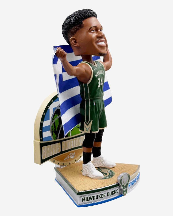 Giannis Antetokounmpo Milwaukee Bucks Greek National Flag International Collection Bobblehead FOCO - FOCO.com