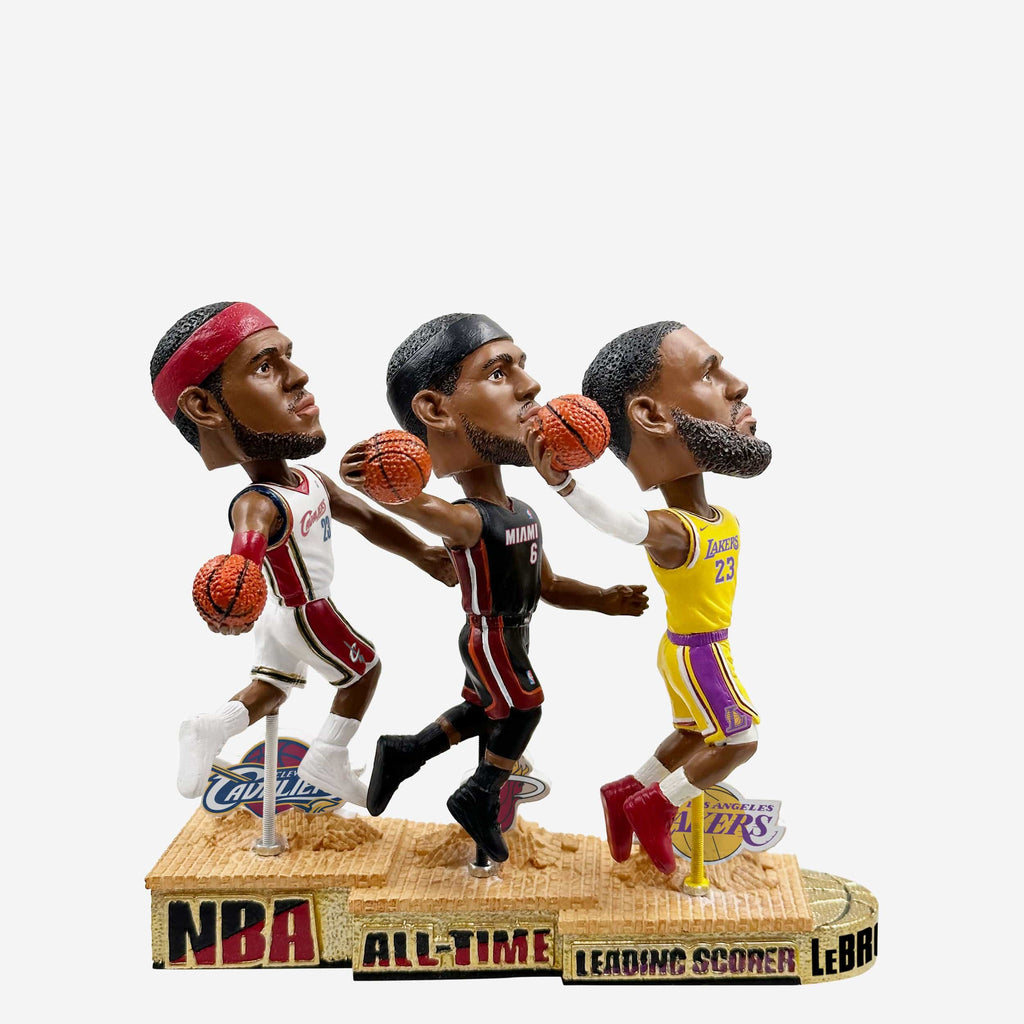 LeBron James Los Angeles Lakers & Cleveland Cavaliers & Miami Heat Scoring Legacy Mini Bobblehead Scene FOCO - FOCO.com