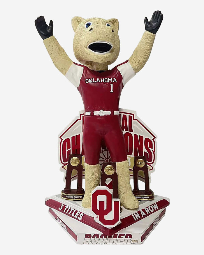 Boomer Oklahoma Sooners Three in a Row National Champions Mascot Bobblehead FOCO - FOCO.com