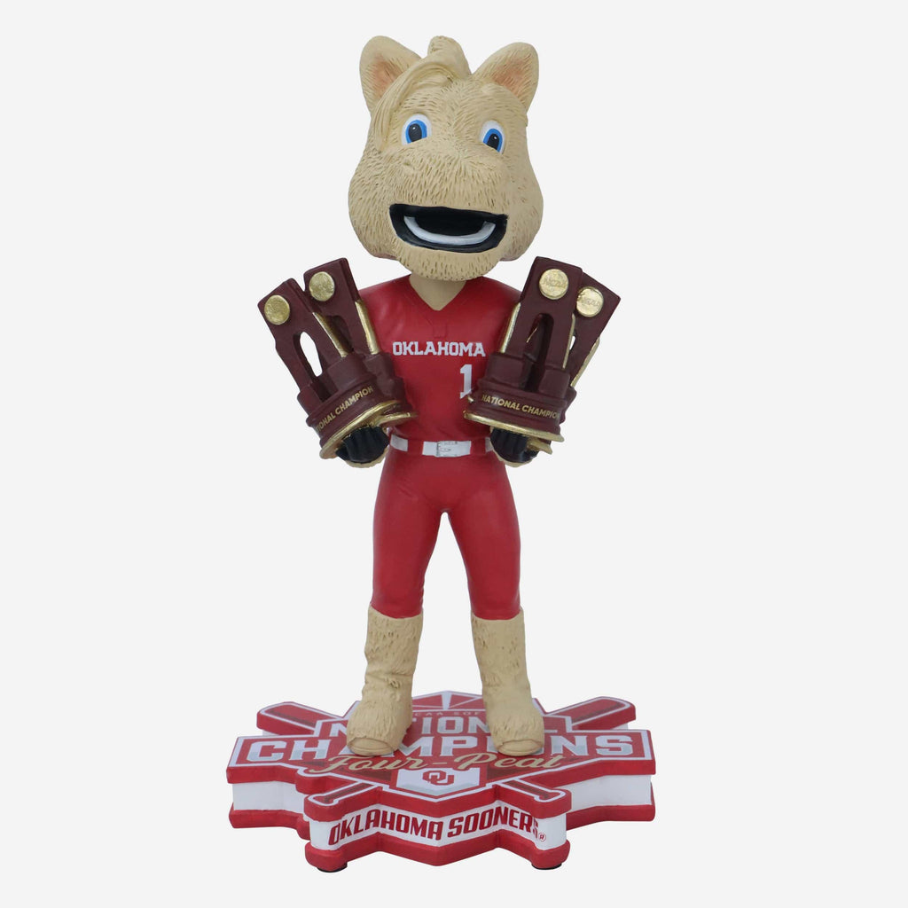 Boomer Oklahoma Sooners Four in a Row National Champions Mascot Bobblehead FOCO - FOCO.com