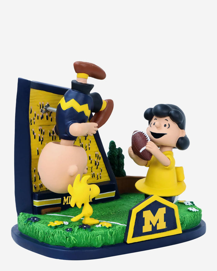 Michigan Wolverines Peanuts Football Kickoff Mini Bobblehead Scene FOCO - FOCO.com