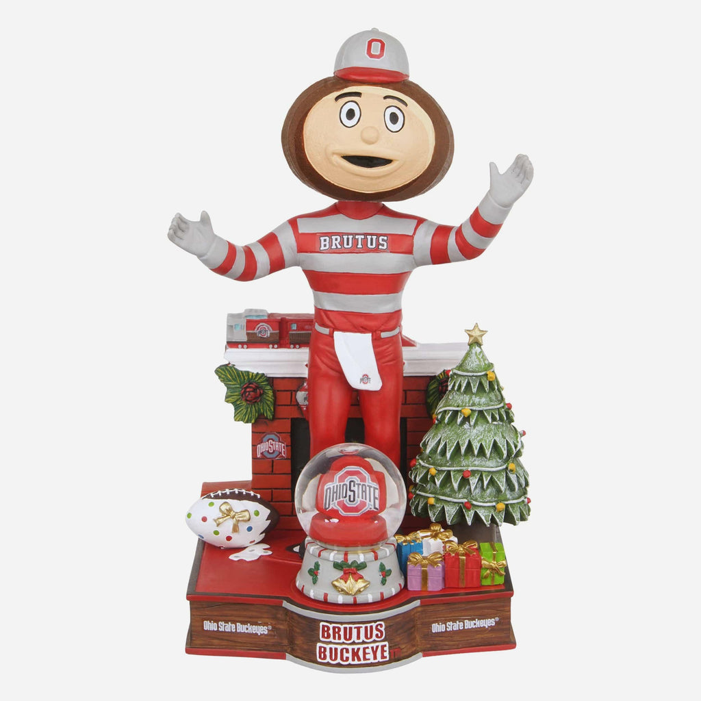 Brutus Buckeye Ohio State Buckeyes Snow Globe Mascot Bobblehead FOCO - FOCO.com