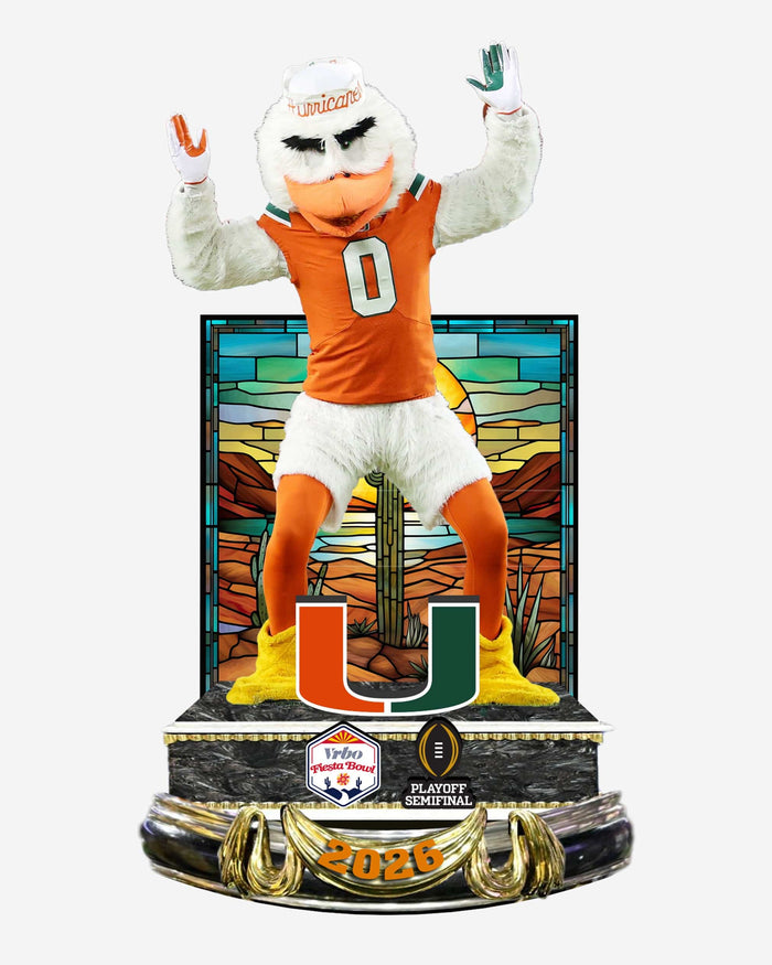 Sebastian the Ibis Miami Hurricanes Fiesta Bowl Winner Mascot Bobblehead FOCO - FOCO.com