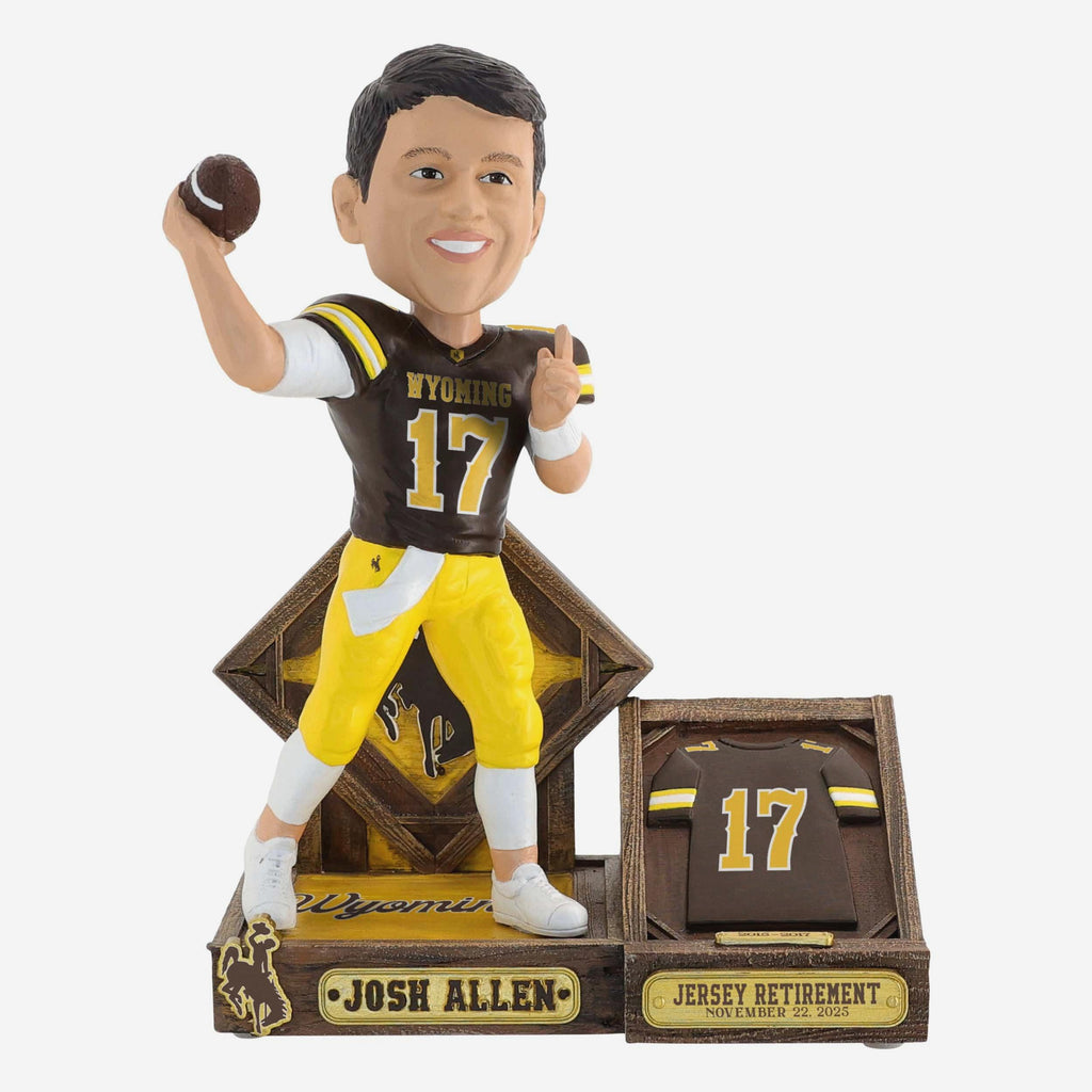 Josh Allen Wyoming Cowboys Jersey Retirement Bobblehead FOCO - FOCO.com