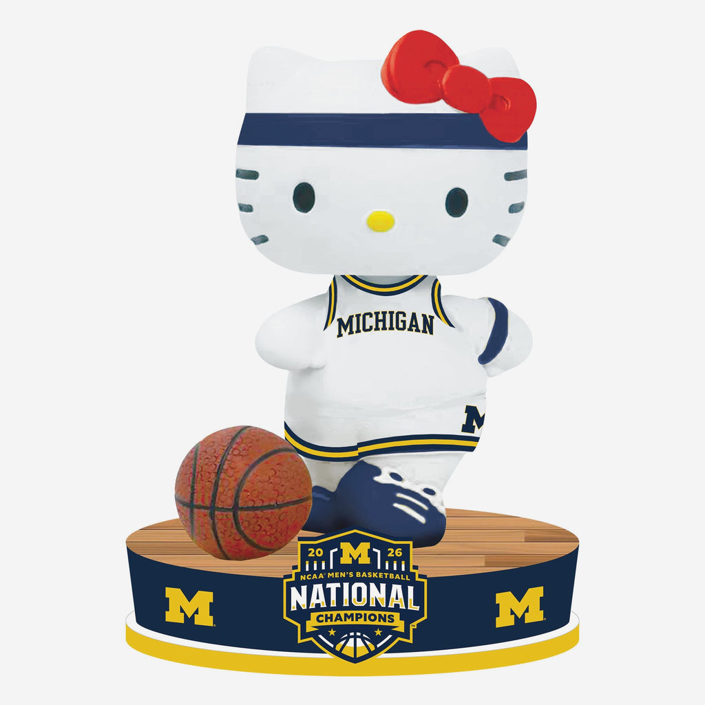 Michigan Wolverines Hello Kitty® 2026 Men's College Basketball National Champions Mini Bobblehead FOCO - FOCO.com