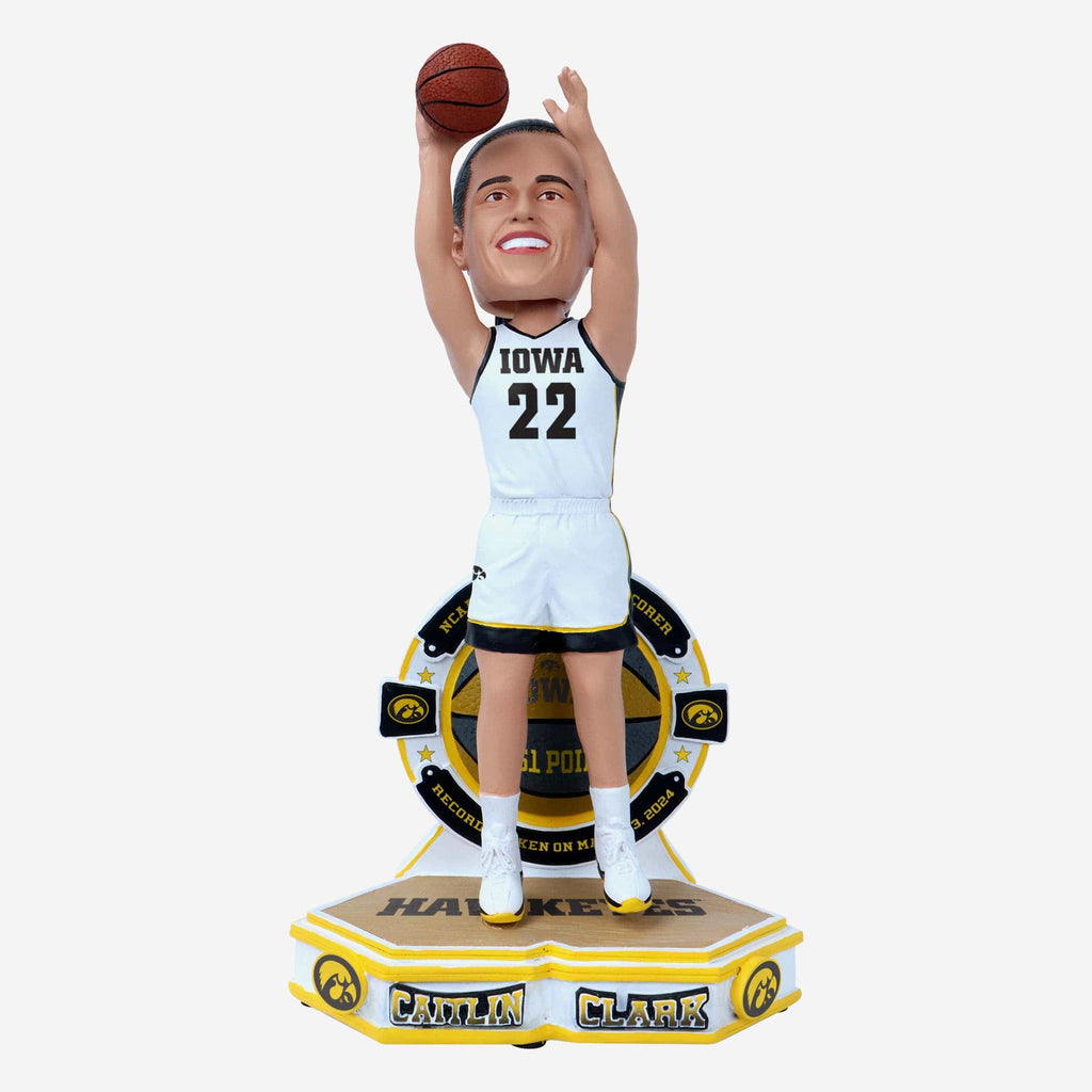 Caitlin Clark Iowa Hawkeyes All-Time Leading Scorer in History College Stats Bobblehead FOCO - FOCO.com