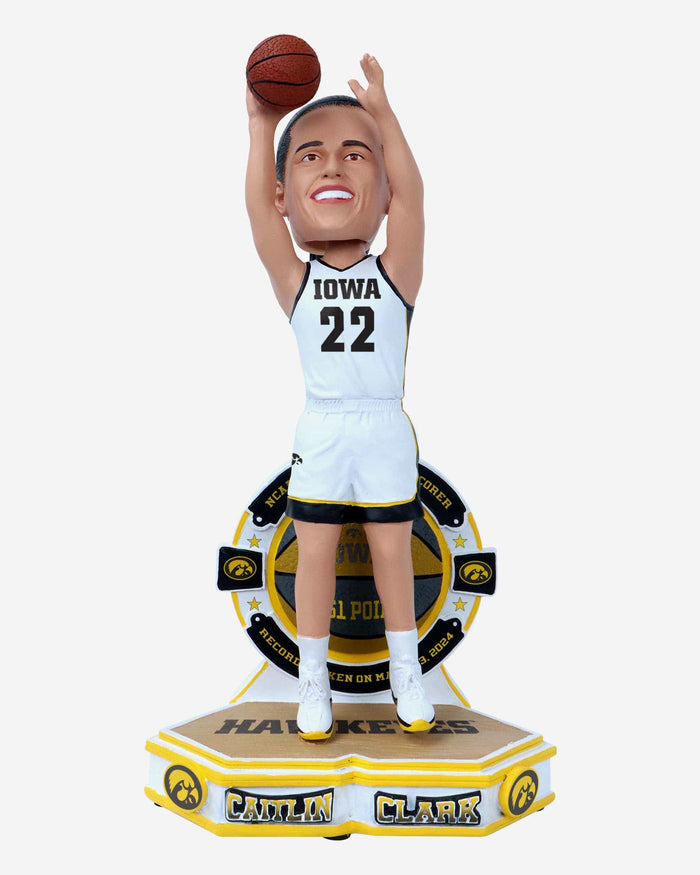 Caitlin Clark Iowa Hawkeyes All-Time Leading Scorer in History College Stats Bobblehead FOCO - FOCO.com