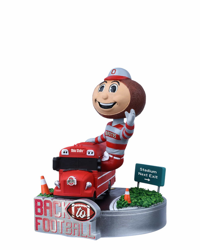 Brutus Buckeye Ohio State Buckeyes Back to Football Bus Mascot Mini Bobblehead