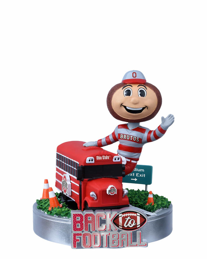 Brutus Buckeye Ohio State Buckeyes Back to Football Bus Mascot Mini Bobblehead