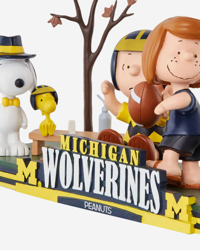 Michigan Wolverines Peanuts Gang Football Field Mini Bobblehead Scene FOCO - FOCO.com