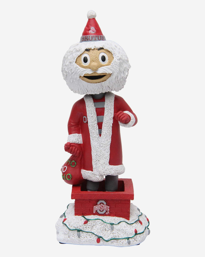 Brutus Buckeye Ohio State Buckeyes Santa Mascot Bobblehead FOCO - FOCO.com