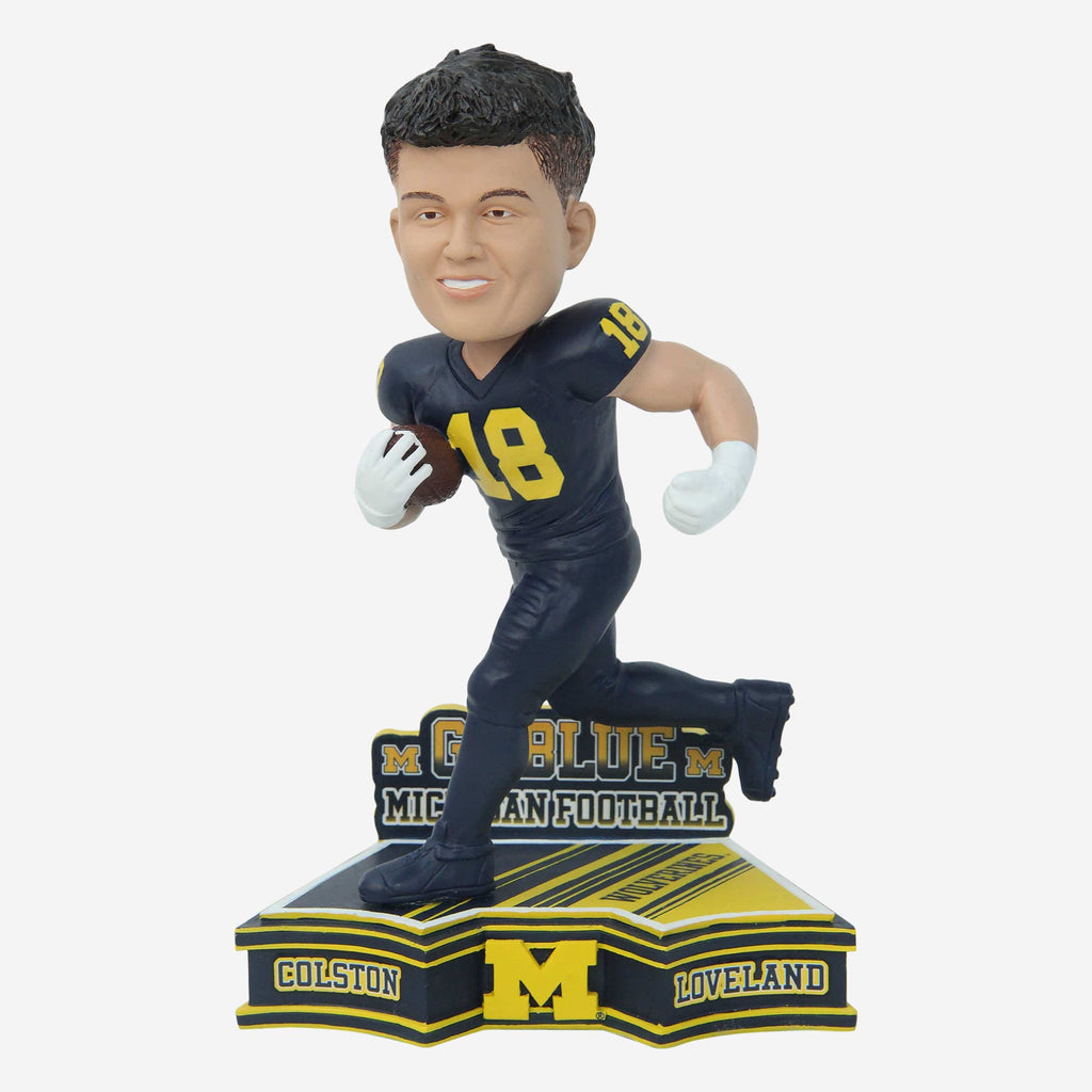 Colston Loveland Michigan Wolverines 2023 Football Blue Uniform Student Athlete Bobblehead FOCO - FOCO.com