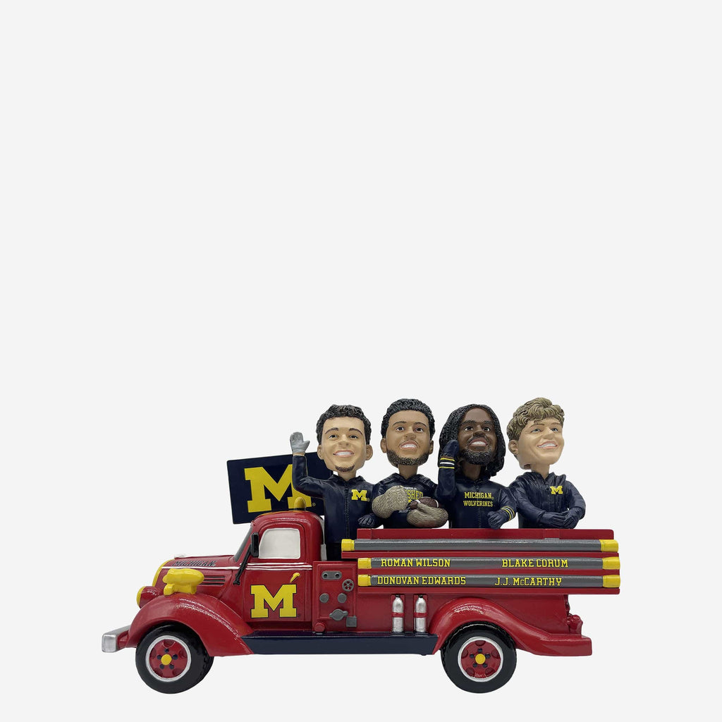 Michigan Wolverines Parade Fire Truck Mini Bobblehead Scene FOCO - FOCO.com