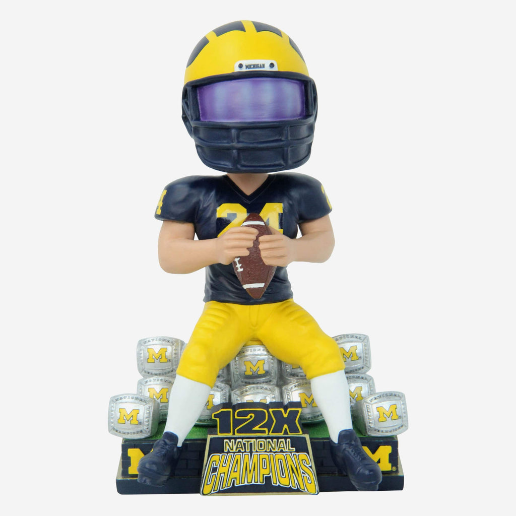 Michigan Wolverines 12X Football National Champions Bobblehead FOCO - FOCO.com