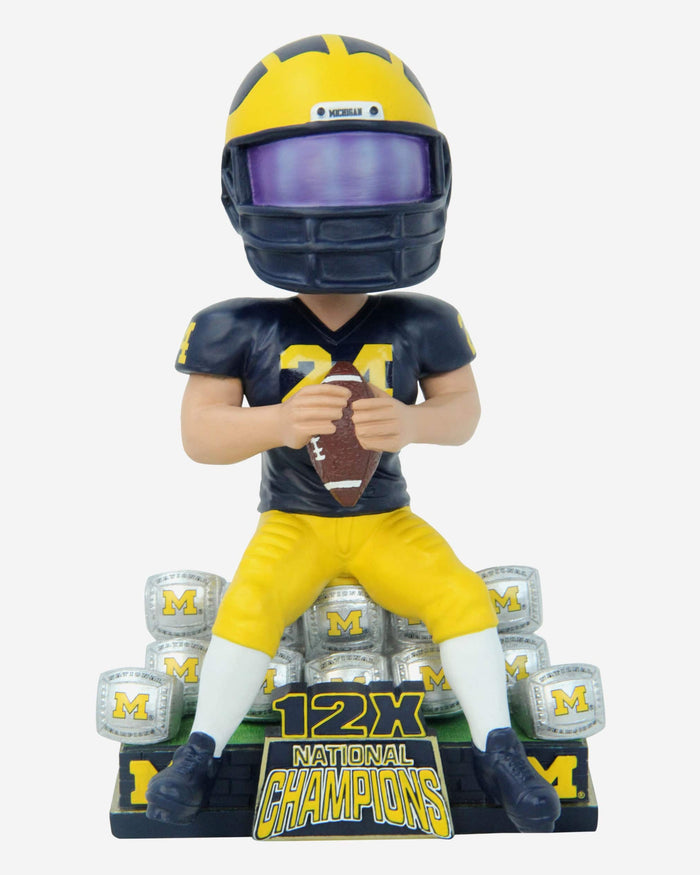 Michigan Wolverines 12X Football National Champions Bobblehead FOCO - FOCO.com