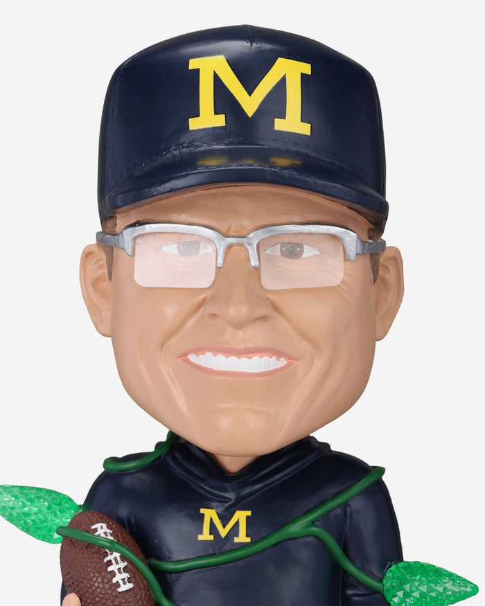 Jim Harbaugh Michigan Wolverines Holiday Lights Bobblehead FOCO - FOCO.com