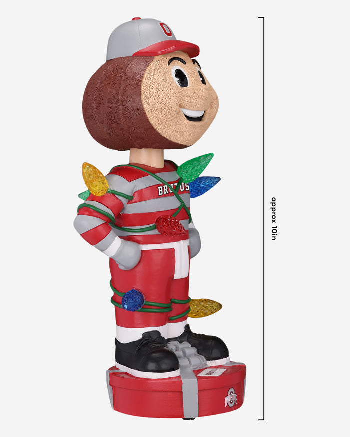 Brutus Buckeye Ohio State Buckeyes Holiday Lights Mascot Bobblehead FOCO - FOCO.com