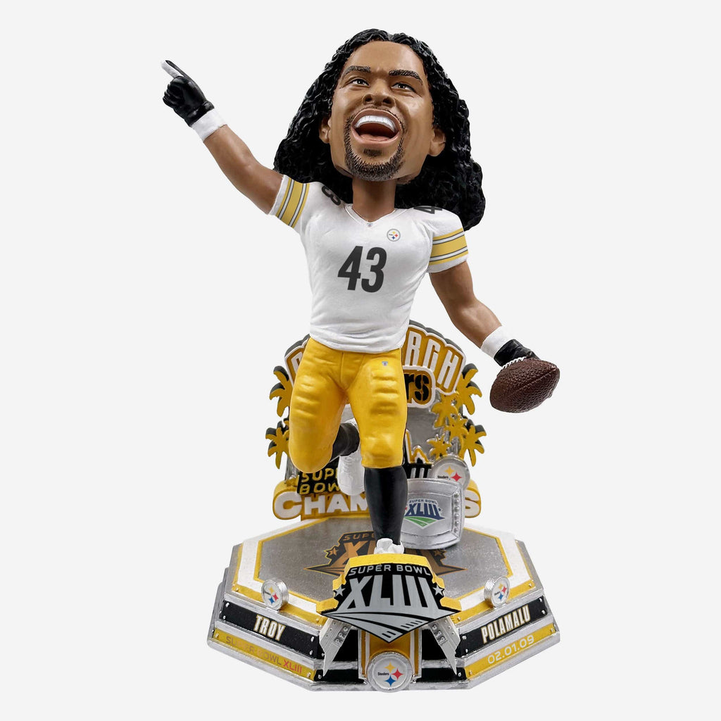 Troy Polamalu Pittsburgh Steelers Super Bowl XLIII Champions 15th Anniversary Bobblehead FOCO - FOCO.com