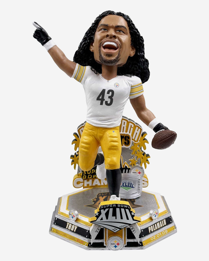 Troy Polamalu Pittsburgh Steelers Super Bowl XLIII Champions 15th Anniversary Bobblehead FOCO - FOCO.com