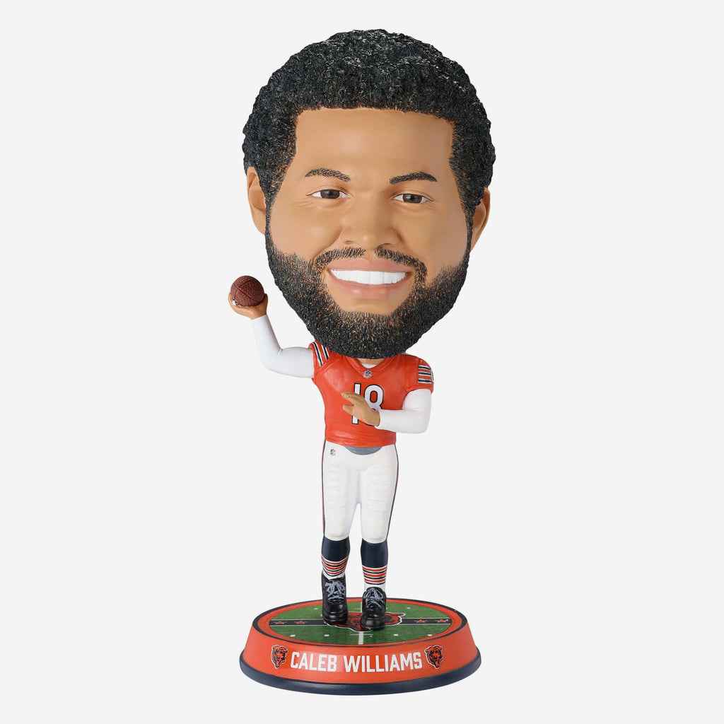 Caleb Williams Chicago Bears Orange Jersey Field Stripe Bighead Bobblehead FOCO - FOCO.com