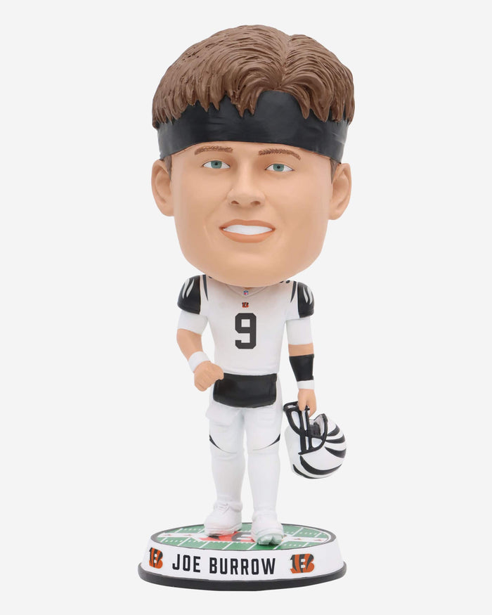 Joe Burrow Cincinnati Bengals White Tiger Stripe Uniform Field Stripe Bighead Bobblehead FOCO - FOCO.com