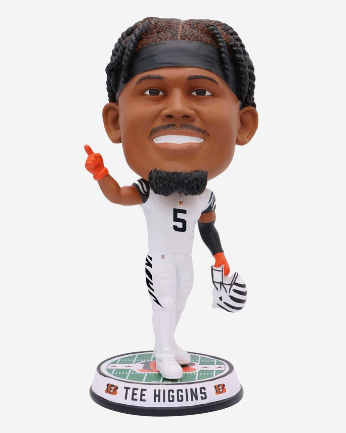 Tee Higgins Cincinnati Bengals White Tiger Stripe Uniform Field Stripe Bighead Bobblehead FOCO - FOCO.com