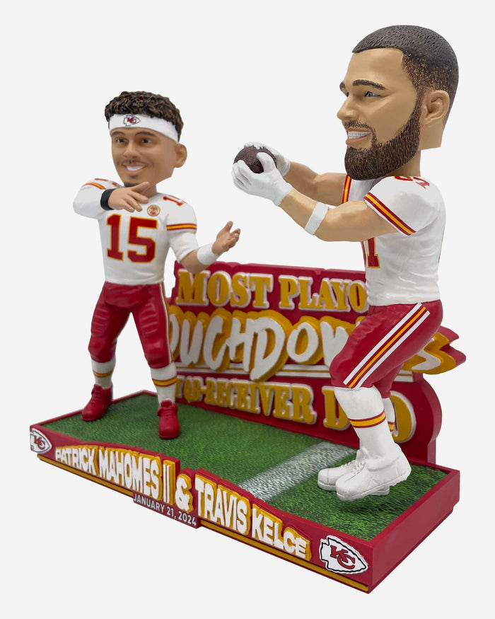 Patrick Mahomes & Travis Kelce Kansas City Chiefs Postseason Duo Touchdown Record Bobblehead FOCO - FOCO.com