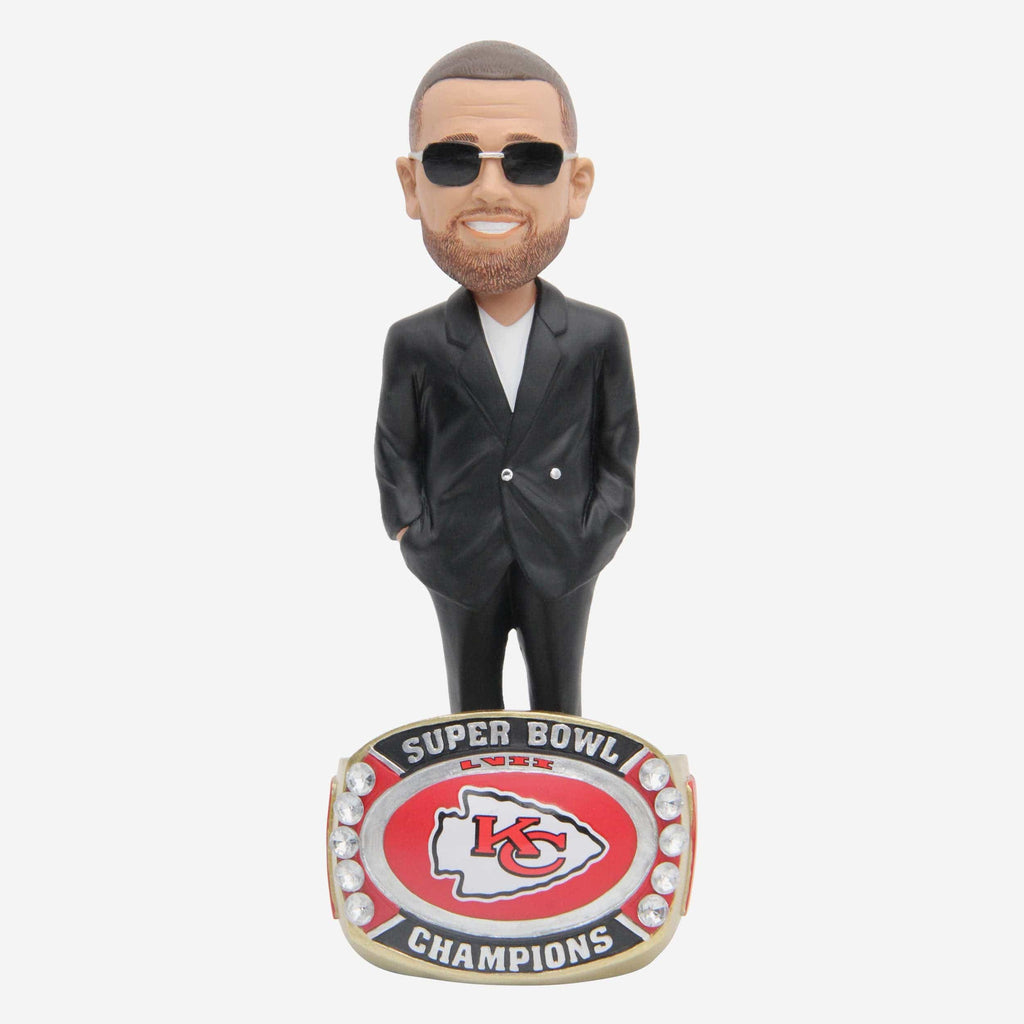 Travis Kelce Kansas City Chiefs Super Bowl LVII Champions Ring Base Bobblehead FOCO - FOCO.com