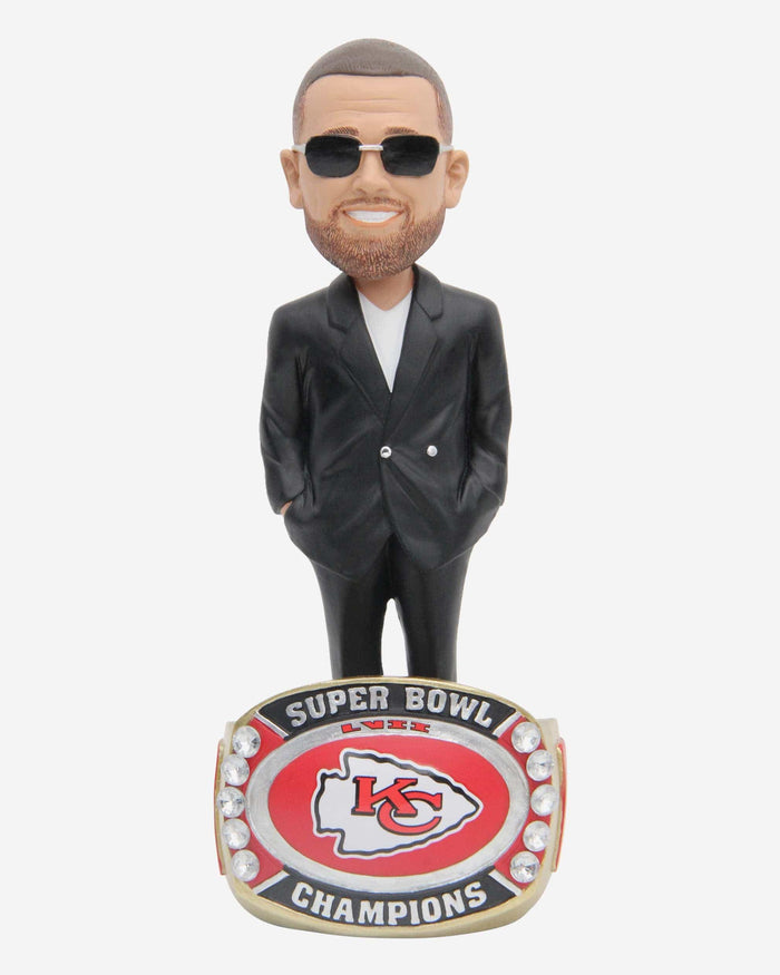 Travis Kelce Kansas City Chiefs Super Bowl LVII Champions Ring Base Bobblehead FOCO - FOCO.com