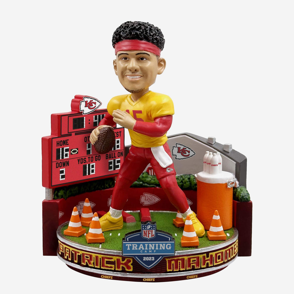Patrick Mahomes Kansas City Chiefs 2023 Training Camp Mini Bobblehead Scene FOCO - FOCO.com