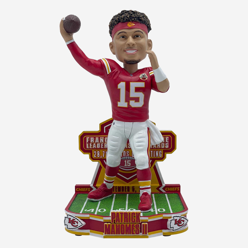 Patrick Mahomes Kansas City Chiefs All-Time Franchise Passing Leader Bobblehead FOCO - FOCO.com