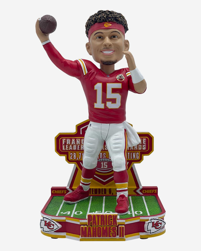 Patrick Mahomes Kansas City Chiefs All-Time Franchise Passing Leader Bobblehead FOCO - FOCO.com