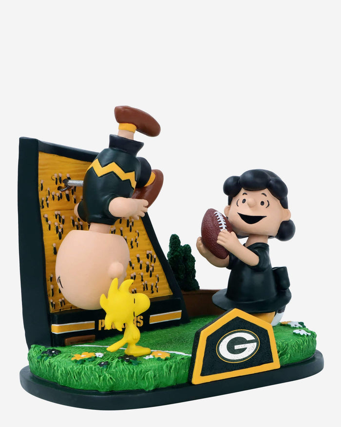 Green Bay Packers Peanuts Football Kickoff Mini Bobblehead Scene FOCO - FOCO.com