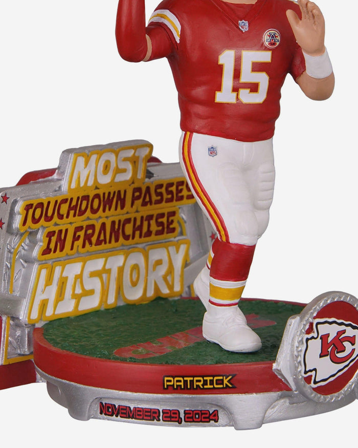 Patrick Mahomes Kansas City Chiefs Career Franchise Touchdown Pass Record Bobblehead FOCO - FOCO.com