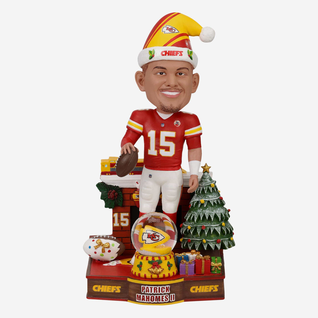 Patrick Mahomes Kansas City Chiefs Holiday Snowglobe Bobblehead FOCO - FOCO.com