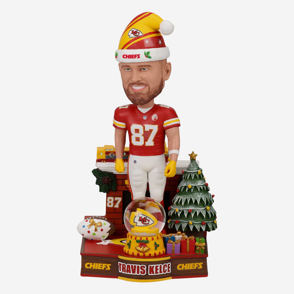 Travis Kelce Kansas City Chiefs Holiday Snowglobe Bobblehead FOCO - FOCO.com