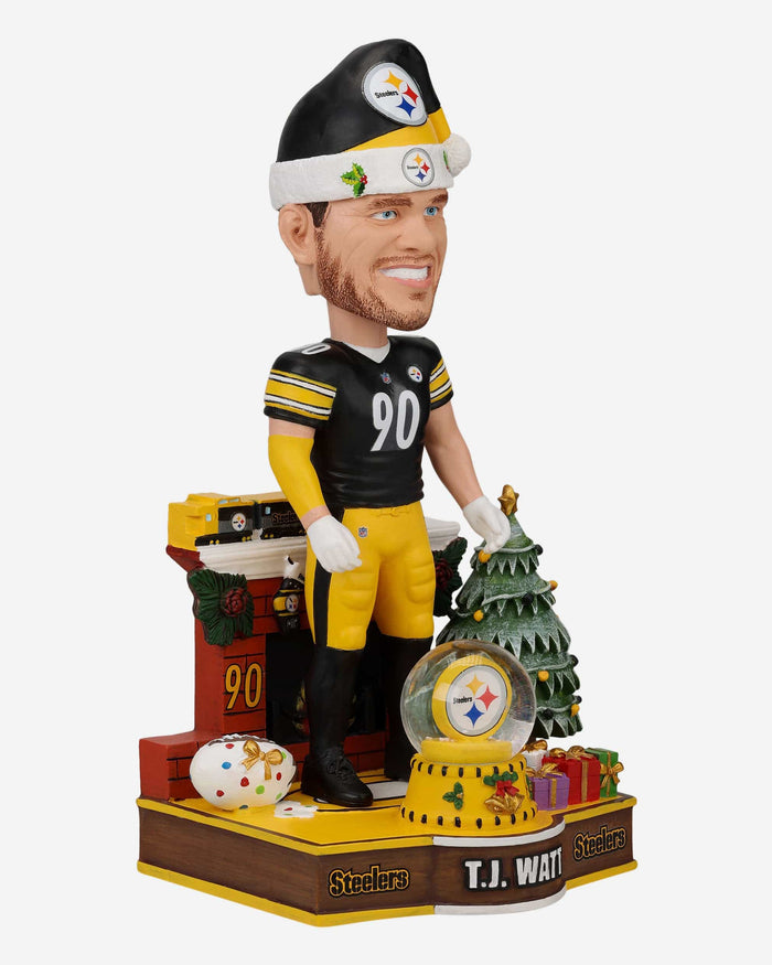 TJ Watt Pittsburgh Steelers Holiday Snowglobe Bobblehead FOCO - FOCO.com