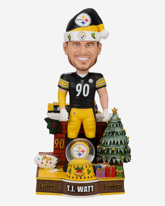 TJ Watt Pittsburgh Steelers Holiday Snowglobe Bobblehead FOCO - FOCO.com