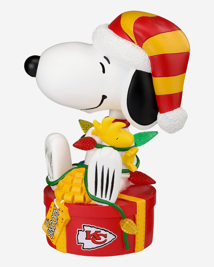 Kansas City Chiefs Snoopy & Woodstock Peanuts Christmas Light Up Bobblehead FOCO - FOCO.com