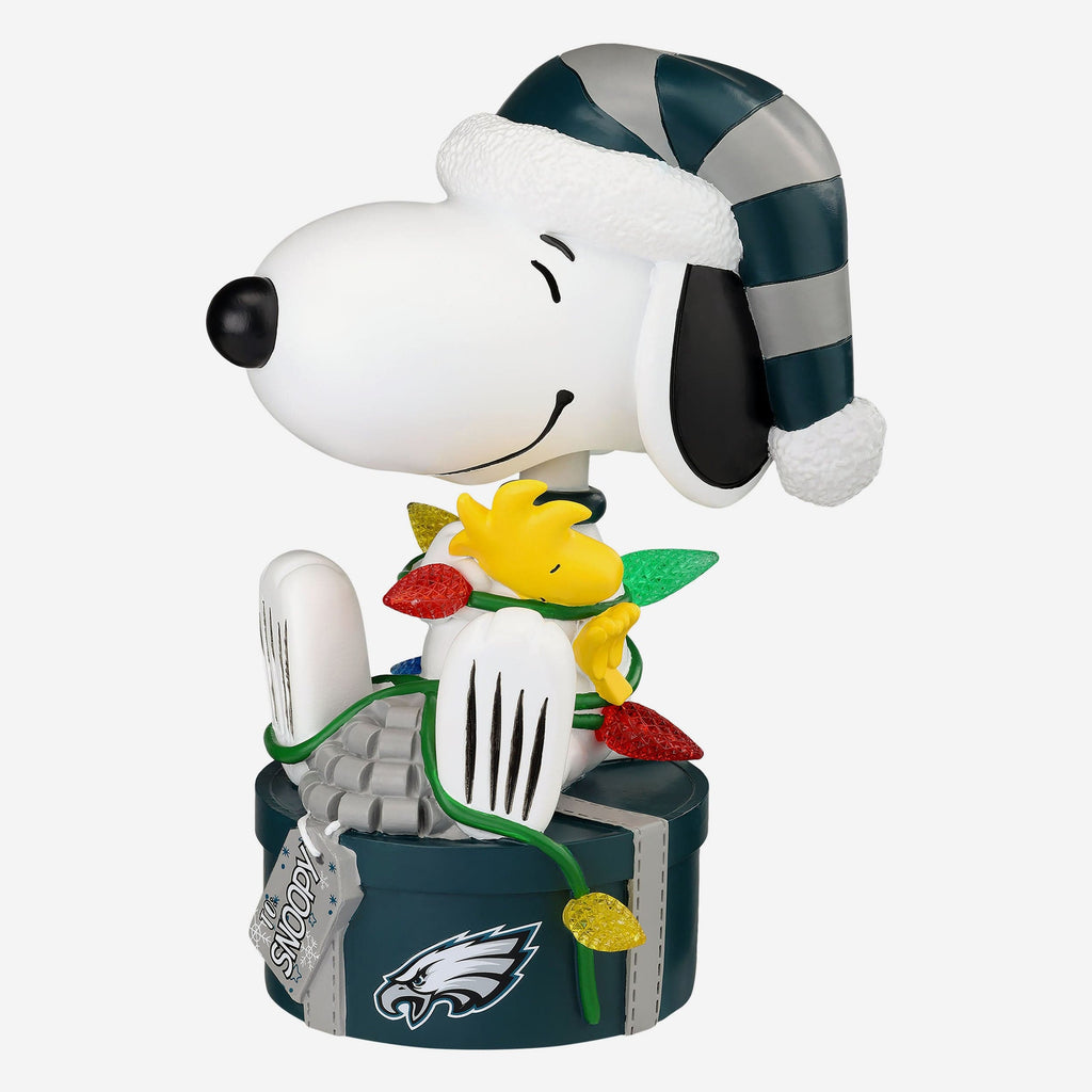 Philadelphia Eagles Snoopy & Woodstock Peanuts Christmas Light Up Bobblehead FOCO - FOCO.com