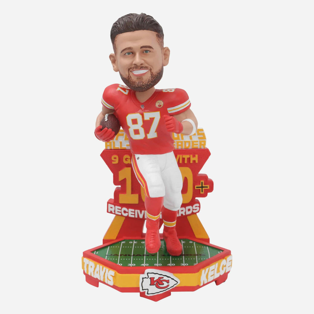 Travis Kelce Kansas City Chiefs 2024 NFL Playoffs 100+ Receiving Yards Record Bobblehead FOCO - FOCO.com