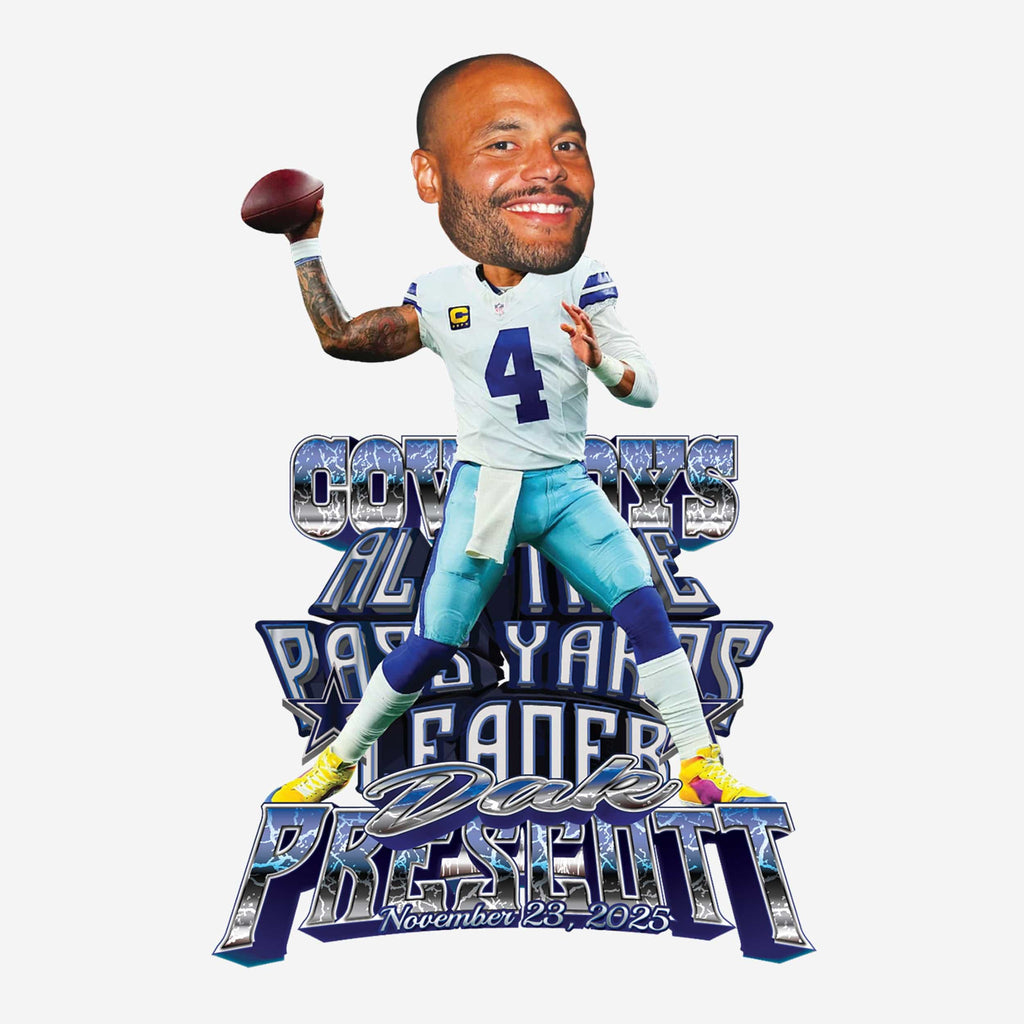 Dak Prescott Dallas Cowboys All Time Leading Passer In Franchise History Bobblehead FOCO - FOCO.com