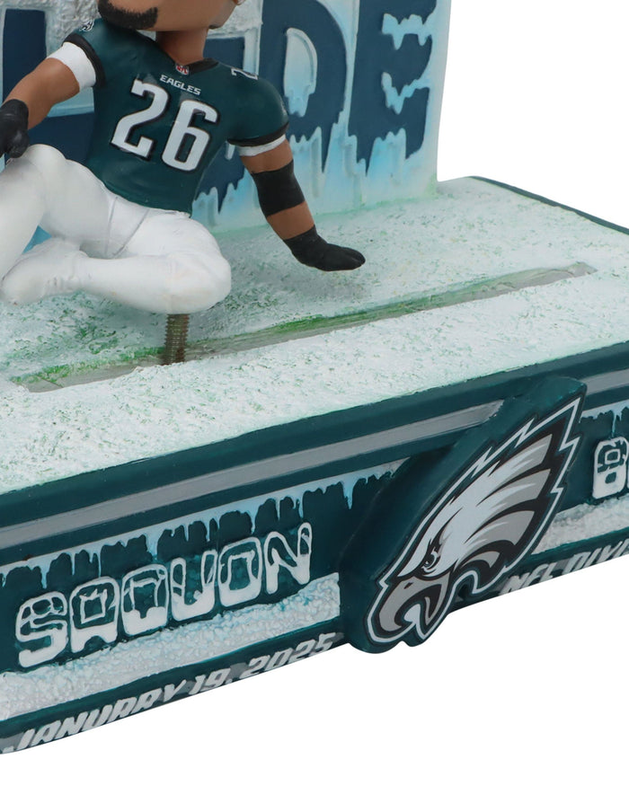 Saquon Barkley Philadelphia Eagles Divisional Round Snow Slide Gamebreaker Bobblehead FOCO - FOCO.com