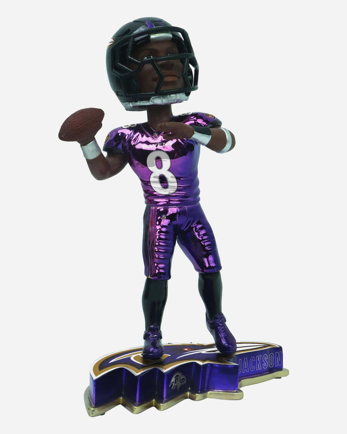 Lamar Jackson Baltimore Ravens Electroplated Edition Bobblehead FOCO - FOCO.com