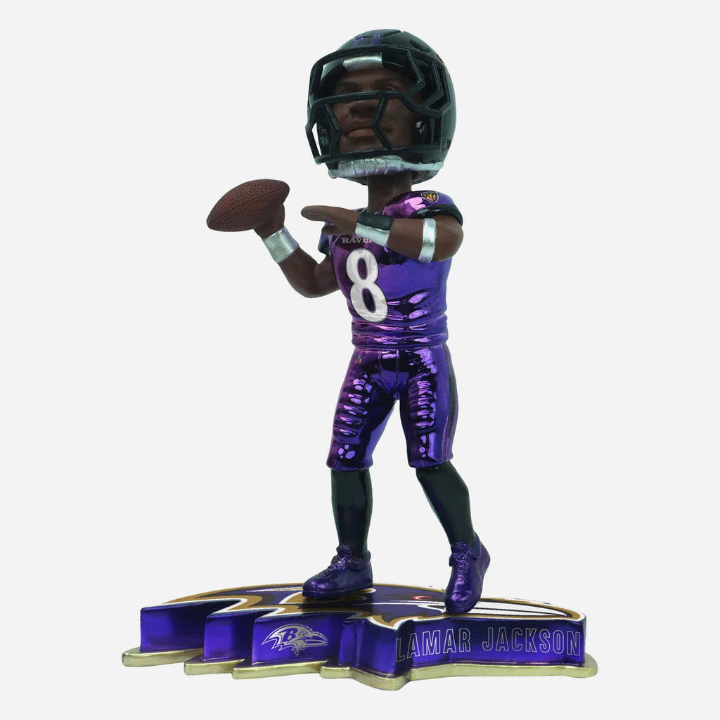 Lamar Jackson Baltimore Ravens Electroplated Edition Bobblehead FOCO - FOCO.com