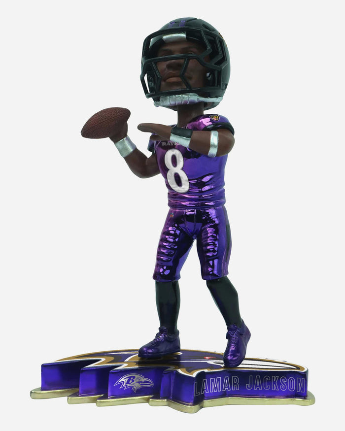 Lamar Jackson Baltimore Ravens Electroplated Edition Bobblehead FOCO - FOCO.com