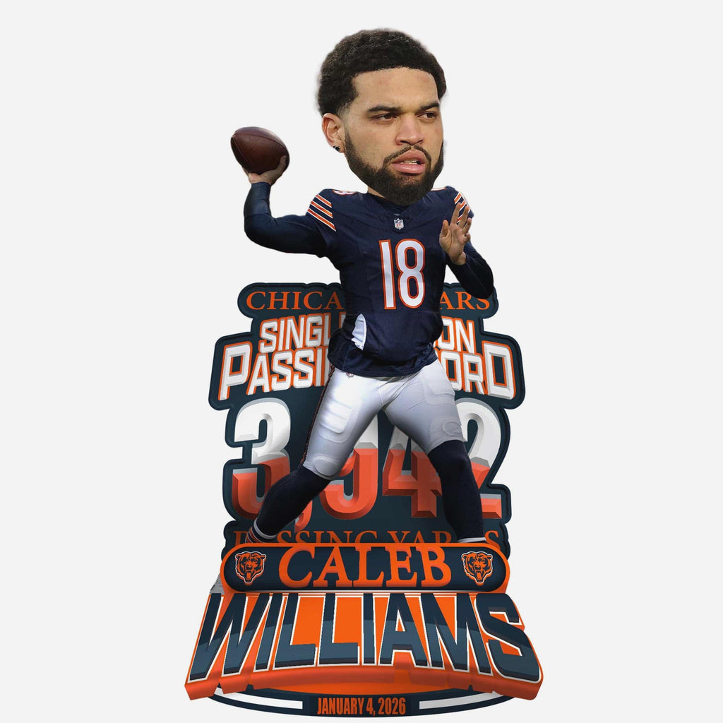 Caleb Williams Chicago Bears Franchise Single Season Passing Yards Record Bobblehead FOCO - FOCO.com