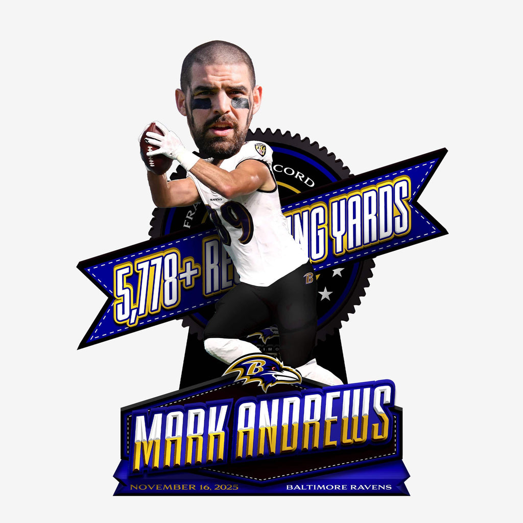 Mark Andrews Baltimore Ravens Most Receiving Yards In Franchise History Bobblehead FOCO - FOCO.com