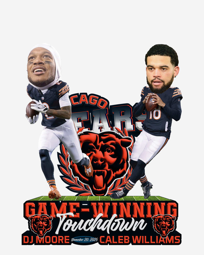Caleb Williams and DJ Moore Chicago Bears Overtime Winning Touchdown Mini Bobblehead Scene FOCO - FOCO.com