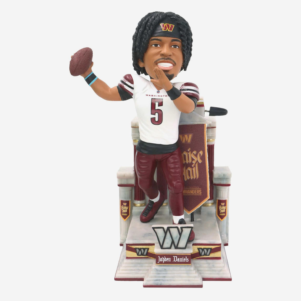 Jayden Daniels Washington Commanders Raise Hail Banner Raising Bobblehead FOCO - FOCO.com